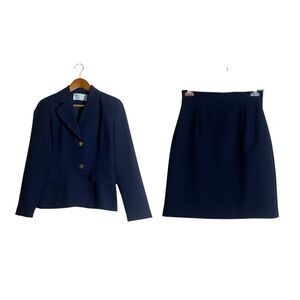 Beechers brook navy 2 piece blazer and skirt set